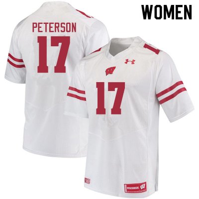 Women's Wisconsin Badgers NCAA #17 Darryl Peterson White Authentic Under Armour Stitched College Football Jersey HZ31I14FM